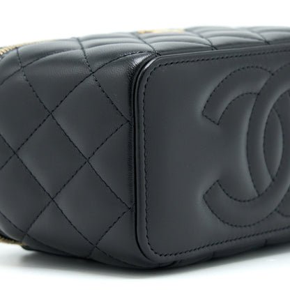 Chanel Long Vanity With Detailed Chain Lambskin Black GHW