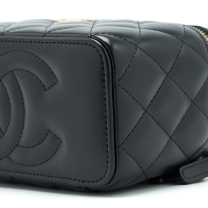 Chanel Long Vanity With Detailed Chain Lambskin Black GHW