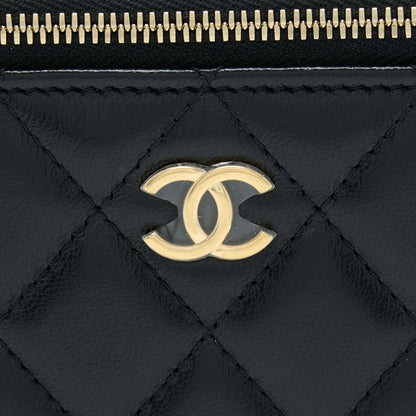 Chanel Long Vanity With Detailed Chain Lambskin Black GHW