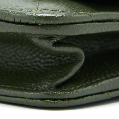 Chanel 22K Wallet On Chain Caviar Dark Green LGHW (Microchip)