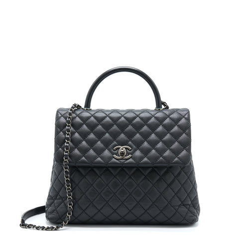 Chanel Coco Handle Flap Bag Caviar Black Ruthenium Hardware