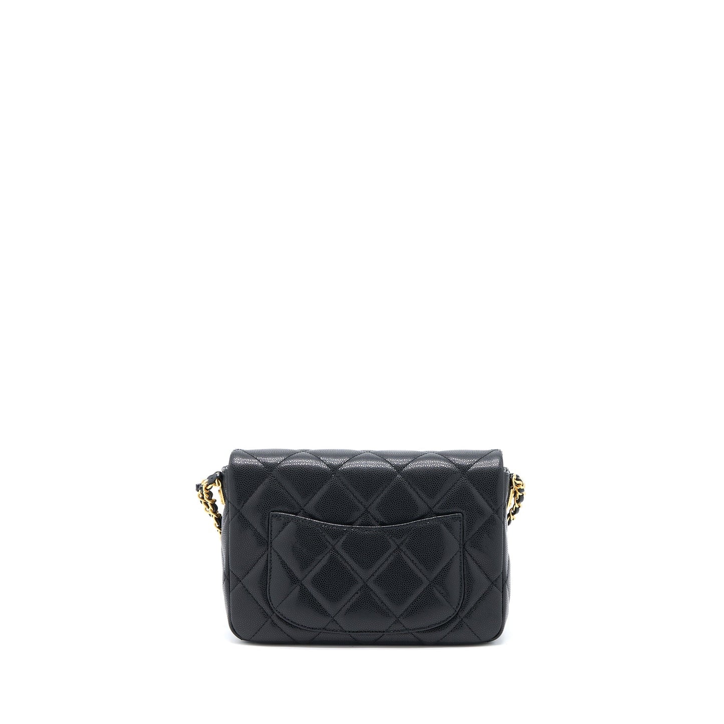 Chanel 22A Small Flap Bag Grained Shiny Calfskin Black Brushed GHW(Microchip)