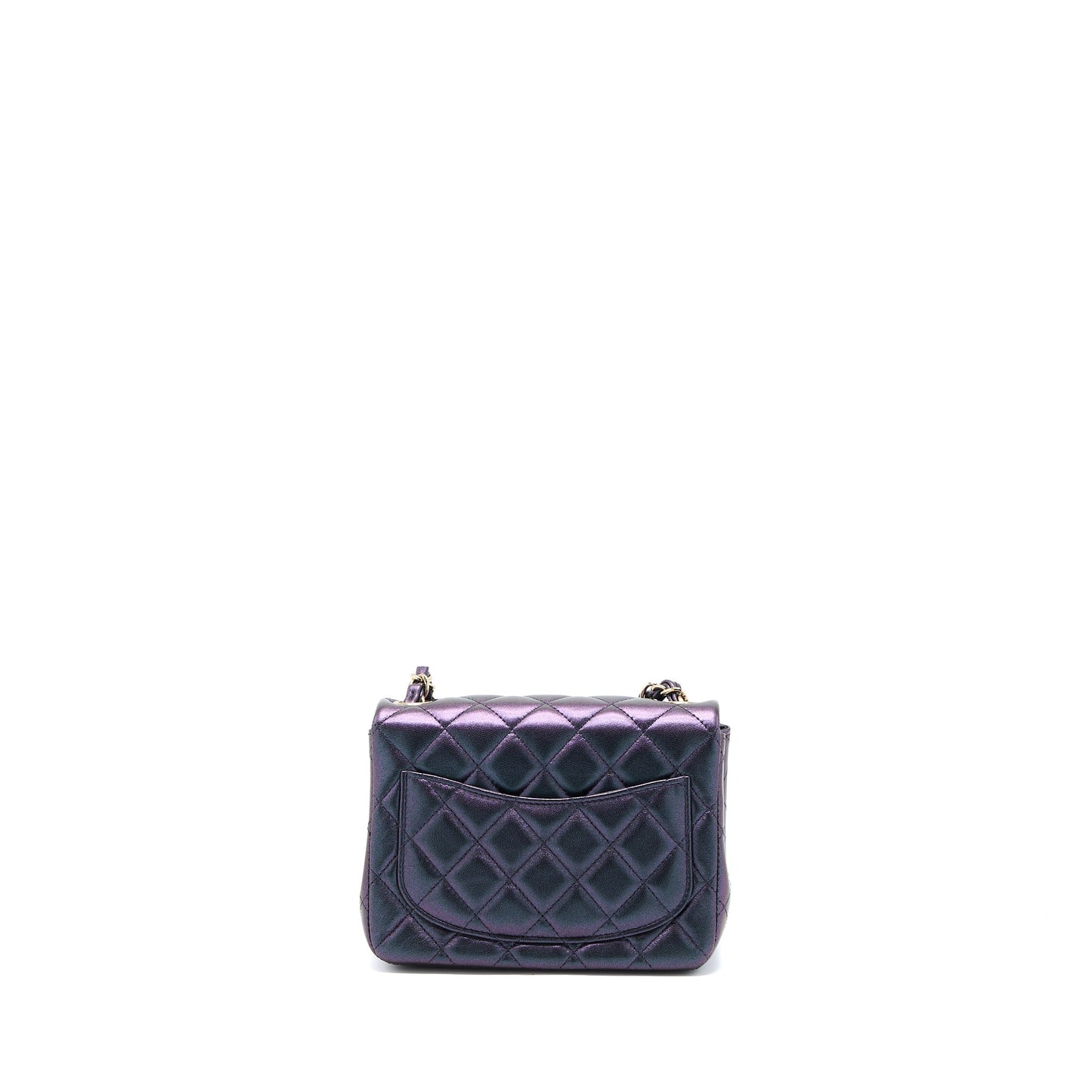 Chanel 22B Mini Square Pearly Lambskin Black LGHW (Microchip)