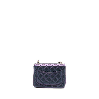 Chanel 22B Mini Square Pearly Lambskin Black LGHW (Microchip)