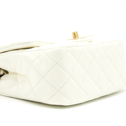 Chanel 22C Pearl Crush Mini Square Flap Bag Lambskin White GHW (Microchip)