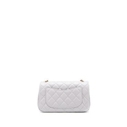 Chanel Pearl Crush Mini Rectangular Lambskin Grey Brushed GHW(Microchip)