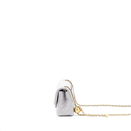 Chanel Pearl Crush Mini Rectangular Lambskin Grey Brushed GHW(Microchip)
