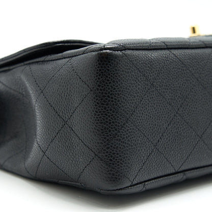 CHANEL CLASSIC JUMBO SINGLE FLAP BAG BLACK CAVIER GHW
