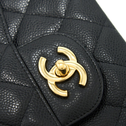 CHANEL CLASSIC JUMBO SINGLE FLAP BAG BLACK CAVIER GHW