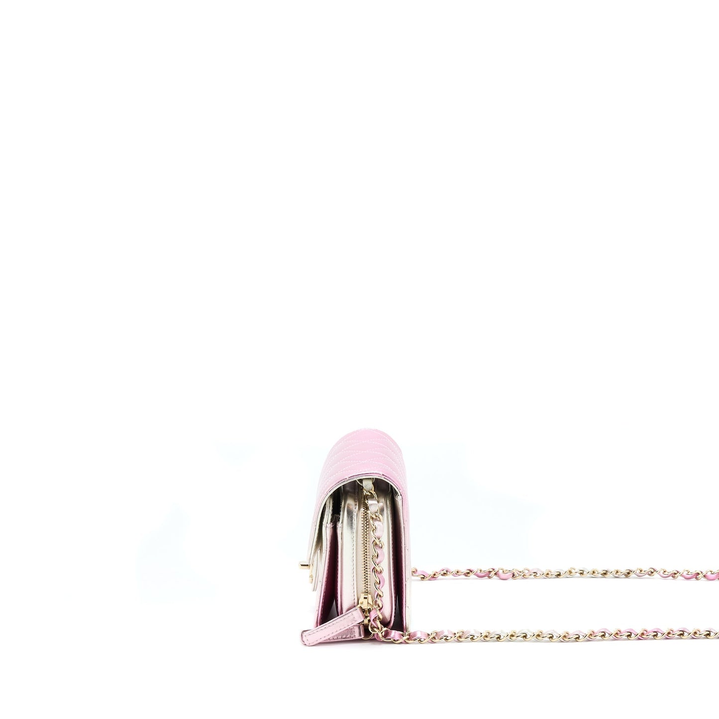 Chanel 21P Crossbody Flap Bag Lambskin Iridescent Pink LGHW(Microchip)