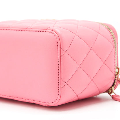 Chanel 22S Pearl Crush Long Vanity With Chain Lambskin Pink GHW