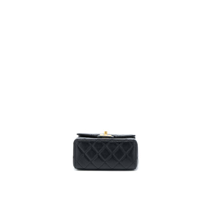 Chanel 22K Retro Classic New Square Mini Flap Bag Goatskin Black GHW (Microchip)