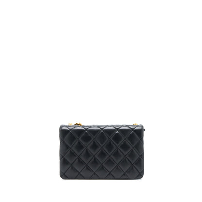 Chanel 22K Gold Pillar Adjustment Chain Flap Bag Lambskin Black GHW (Microchip)