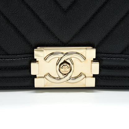 Chanel Medium Boy Chevron Caviar Black LGHW