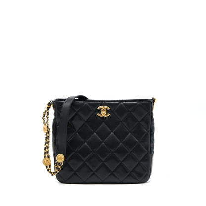 Chanel 22A Twist Your Buttons Hobo Shoulder Bag Caviar Black GHW (Microchip)