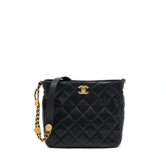 Chanel 22A Twist Your Buttons Hobo Shoulder Bag Caviar Black GHW (Microchip)