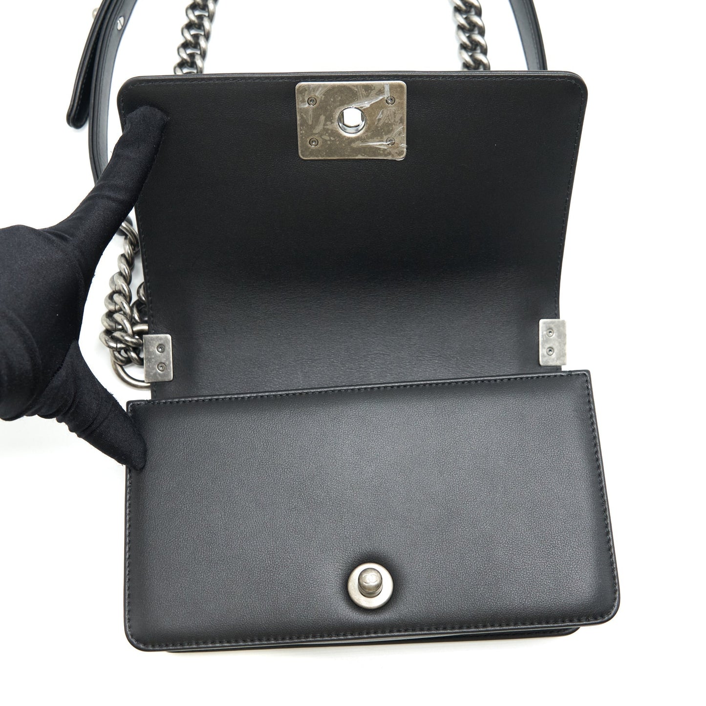 Chanel Small Boy Calfskin Black Ruthenium Sliver Hardware