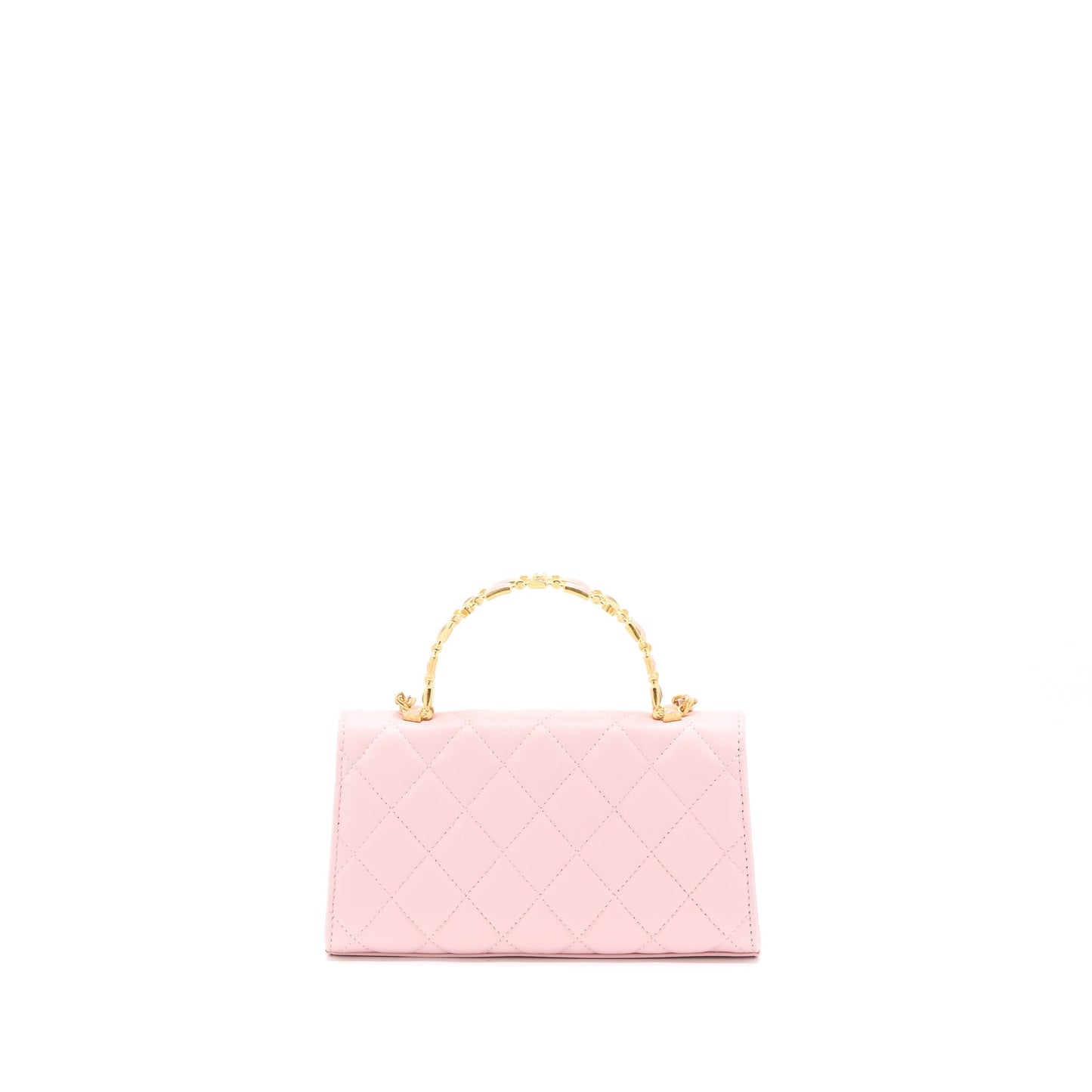 Chanel 22B Flap Bag Enamel/CC Logo Top Handle Lambskin NJ523 Light Pink Brushed GHW