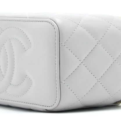 Chanel 22B Pearl Crush Long Vanity With Chain Lambskin Grey GHW
