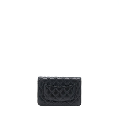 Chanel 22A Twist your button Wallet On Chain Caviar Black GHW (Microchip)