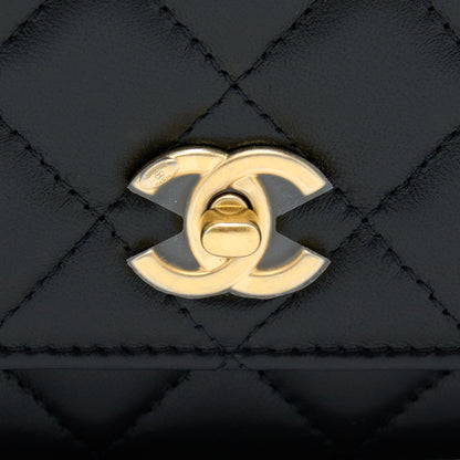 Chanel 22B Pearl Crush Wallet On Chain Lambskin Black GHW (Microchip)