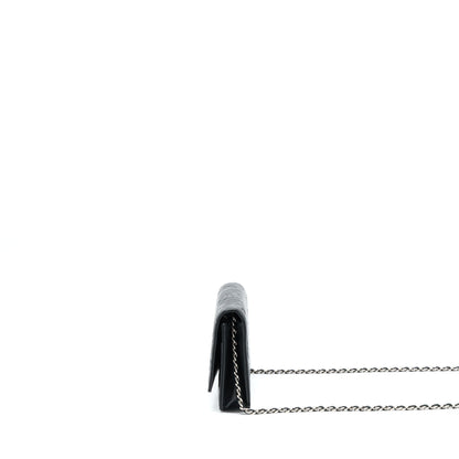 Chanel Camellia Wallet On Chain Lambskin Black SHW