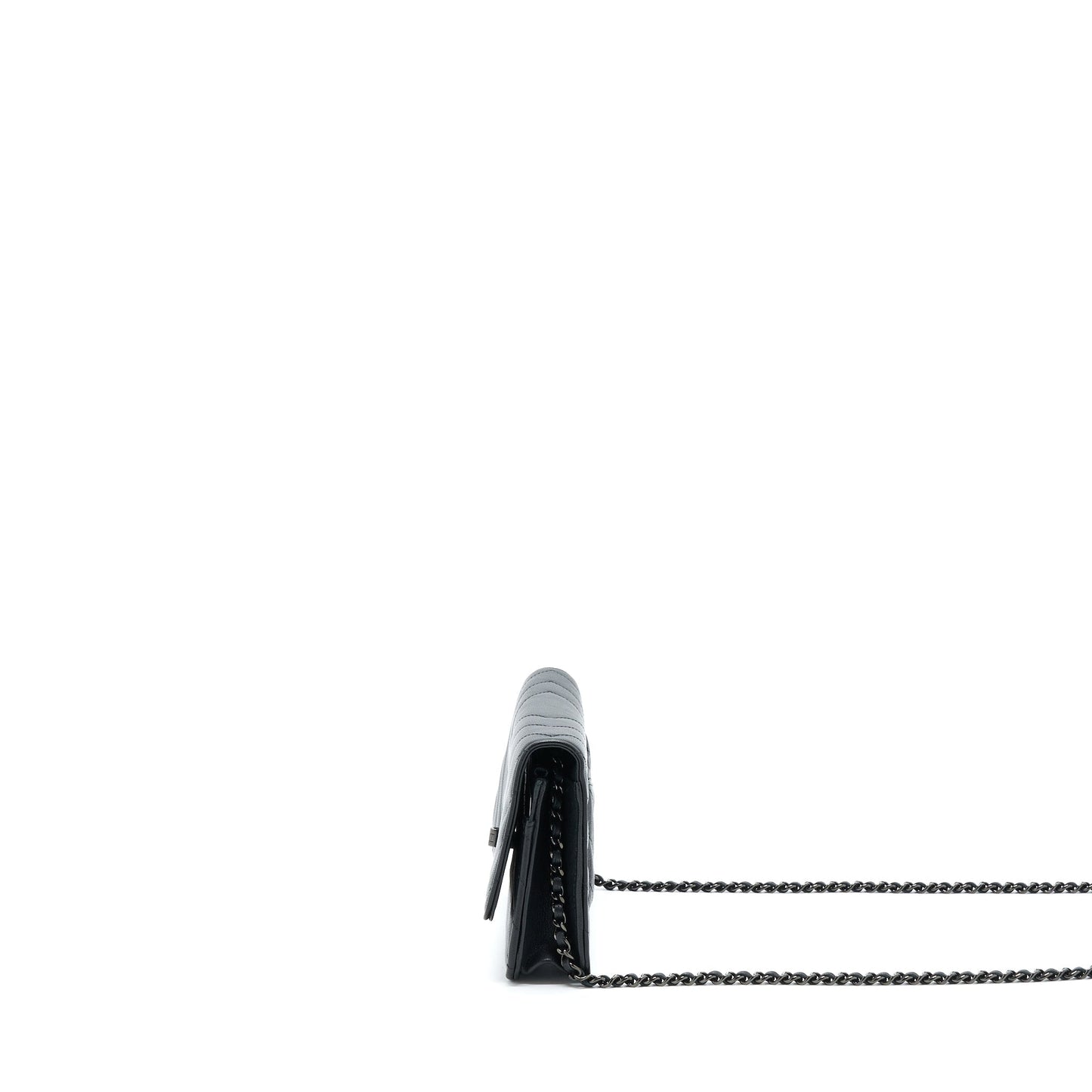 Chanel 2.55 So Black Wallet On Chain Calfskin With Black Hardware