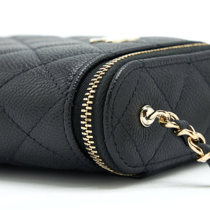 Chanel 22P Vertical Mini Vanity With CC Logo Chain Caviar Black LGHW