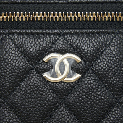 Chanel 22P Vertical Mini Vanity With CC Logo Chain Caviar Black LGHW