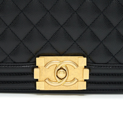 Chanel Small Boy Bag Caviar Black brushed GHW Year 2021 (microchip serial