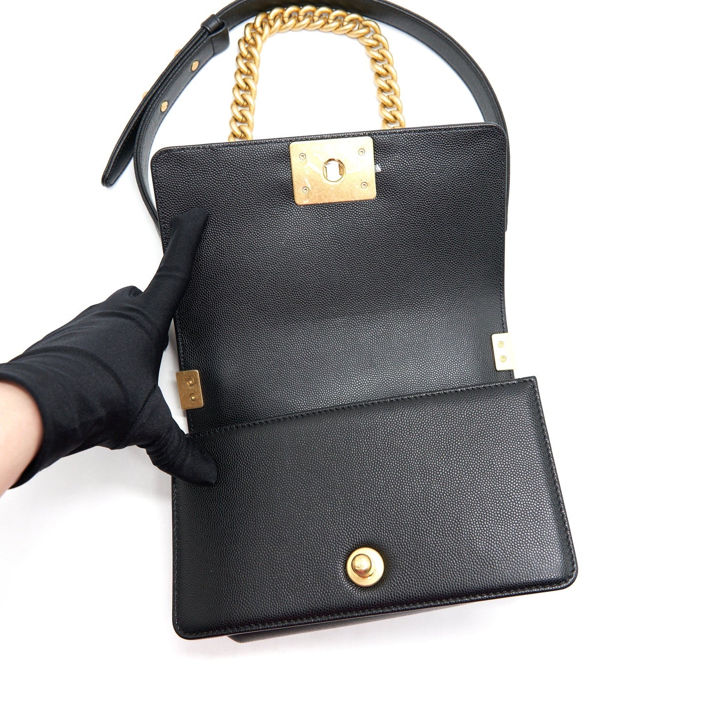 Chanel Small Boy Bag Caviar Black brushed GHW Year 2021 (microchip serial