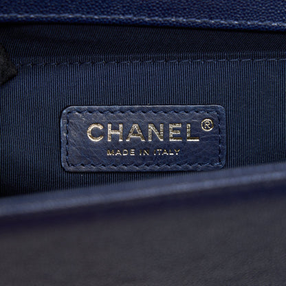 Chanel Boy Chanel Old Medium Caviar Navy with GHW