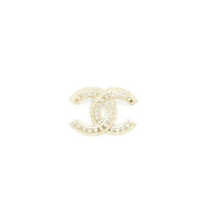 Chanel 22P CC Brooch With Crystals Gold Tone