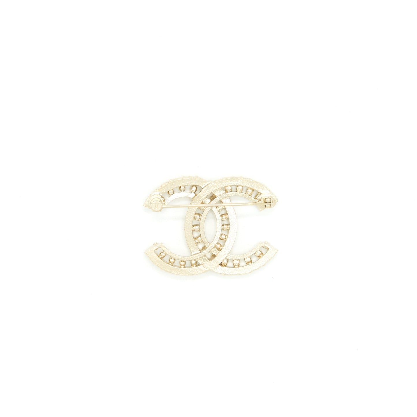 Chanel 22P CC Brooch With Crystals Gold Tone