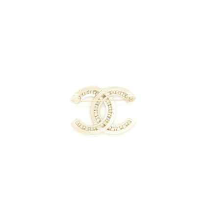 Chanel 22P CC Brooch With Crystals Gold Tone