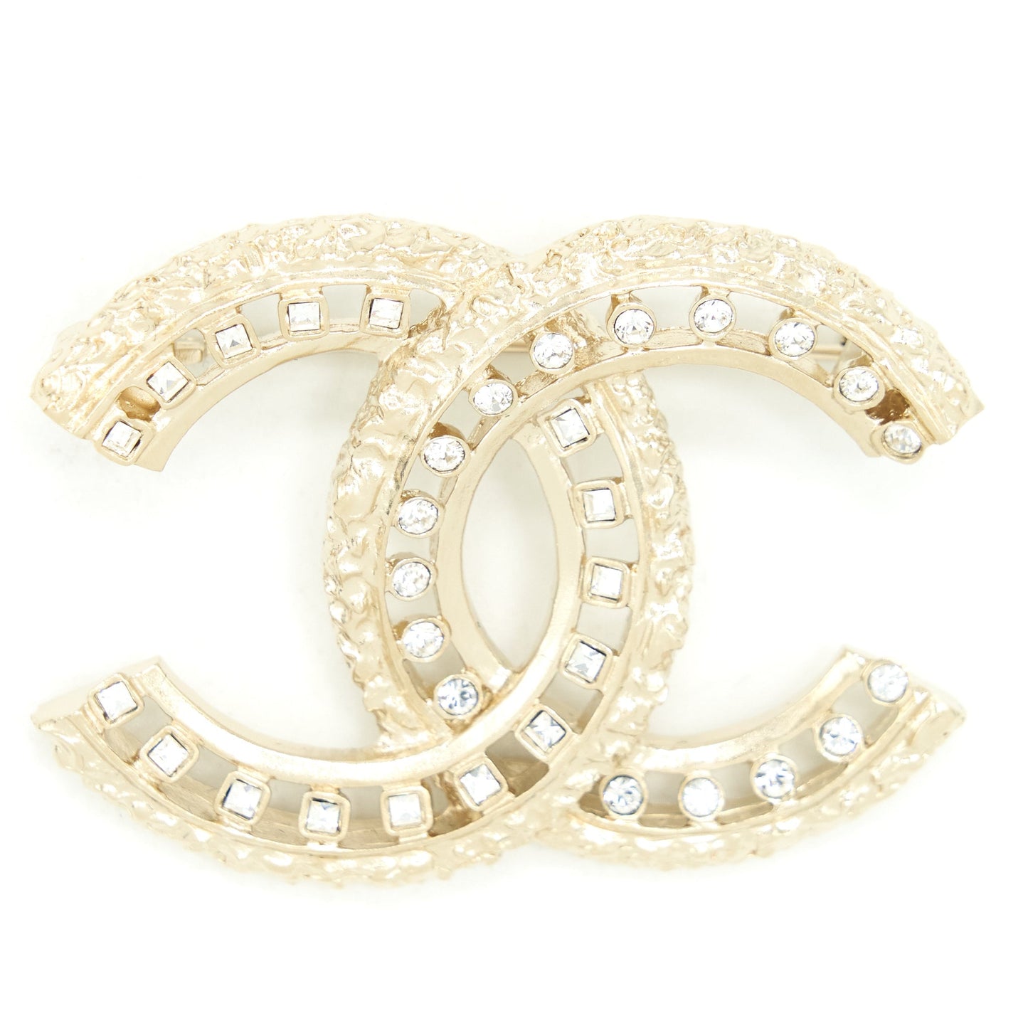 Chanel 22P CC Brooch With Crystals Gold Tone