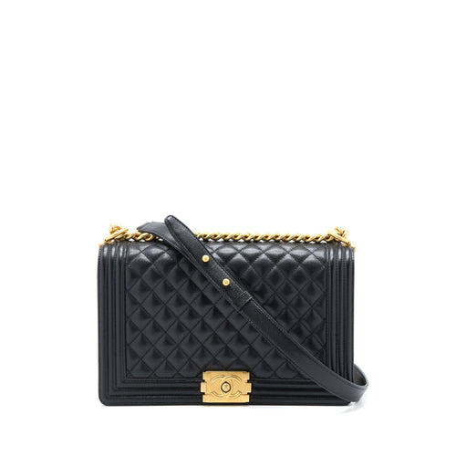 Chanel Boy Bag 28cm Caviar Black Brushed GHW