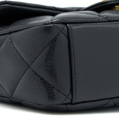Chanel 22A Small Flap Bag Grained Shiny Calfskin Black Brushed GHW(Microchip)