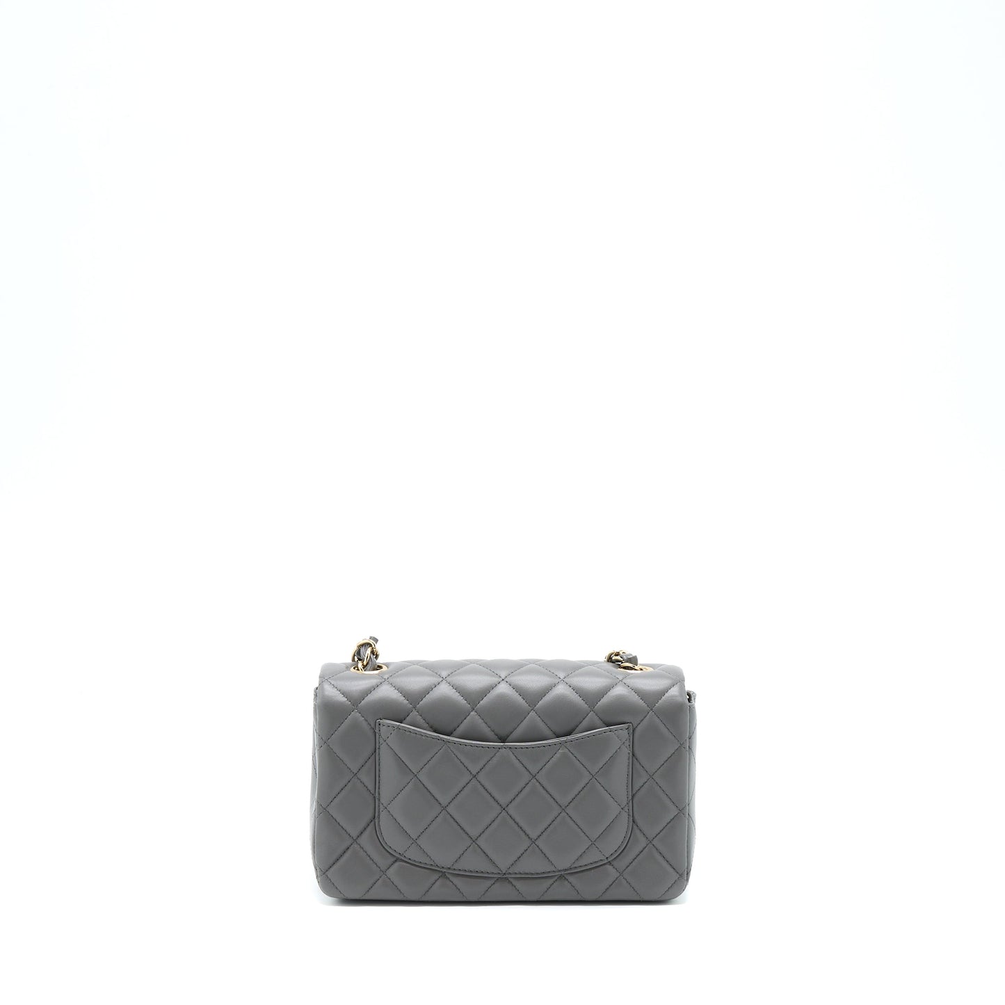 Chanel 22A Mini Rectangular Flap Bag Lambskin Grey LGHW (Microchip)