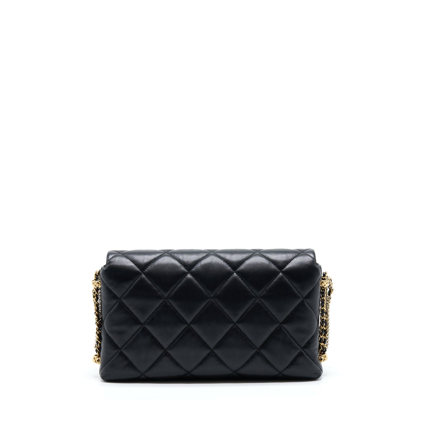 Chanel 21A Quilted Detailed Logo Flap Bag Lambskin Black GHW (Microchip)