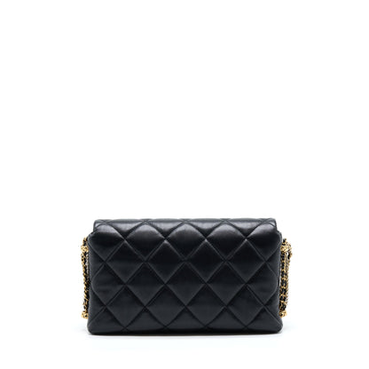 Chanel 21A Quilted Detailed Logo Flap Bag Lambskin Black GHW (Microchip)