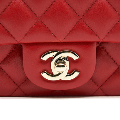 Chanel Mini Square Flap Bag Red LGHW