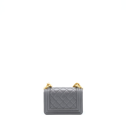 Chanel Mini Boy Bag Caviar Grey Brushed GHW (Microchip)
