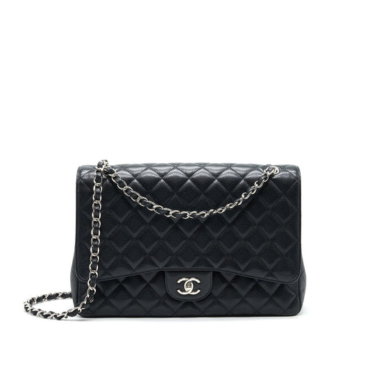 CHANEL CAVIER CLASSIC MAXI SINGLE FLAP BAG BLACK SHW