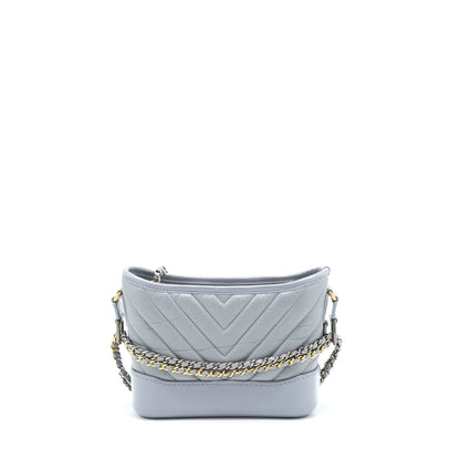 Chanel Chevron Small Gabrielle Hobo Bag Aged Calfskin Grey Multicolour Hardware