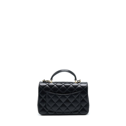 Chanel 22A Top Handle Mini Rectangular Flap Bag Lambskin Black GHW (Microchip)