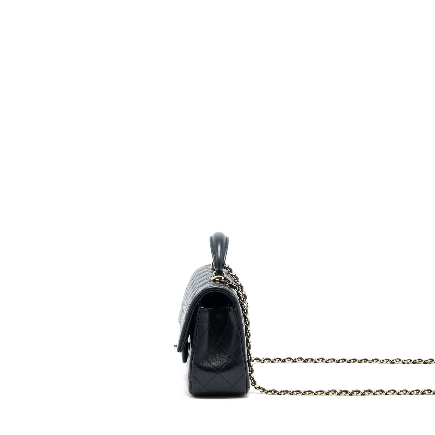 Chanel 22A Top Handle Mini Rectangular Flap Bag Lambskin Black GHW (Microchip)