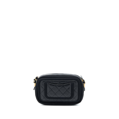 Chanel Camera Bag Leather/ Canvas Black GHW