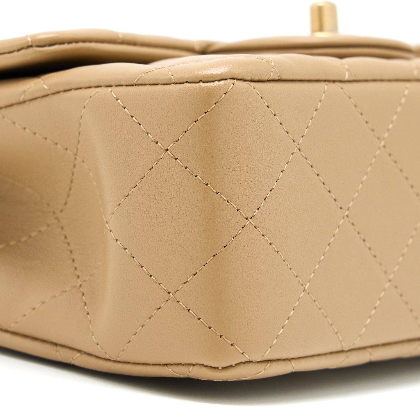 Chanel 22B Detail Top Handle Mini Rectangular Lambskin NJ528 Dark Beige Brushed GHW