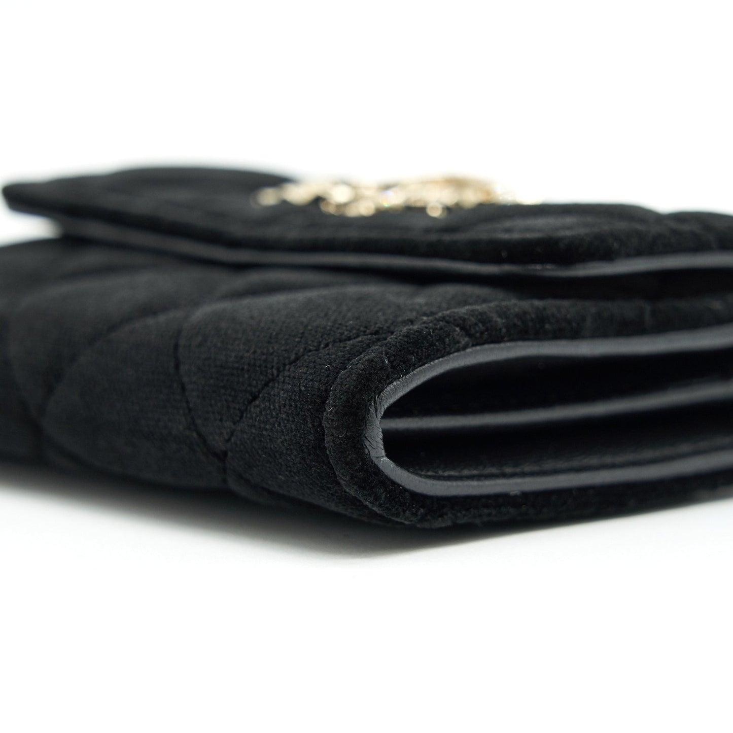 Chanel 21A velvet CC Crystal Logo Card Holder